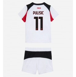 AC Milan Christian Pulisic #11 Bortedraktsett Barn 2025-26 Kortermet (+ Korte bukser)