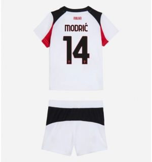AC Milan Luka Modric #14 Bortedraktsett Barn 2025-26 Kortermet (+ Korte bukser)