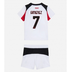 AC Milan Santiago Gimenez #7 Bortedraktsett Barn 2025-26 Kortermet (+ Korte bukser)