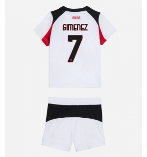 AC Milan Santiago Gimenez #7 Bortedraktsett Barn 2025-26 Kortermet (+ Korte bukser)