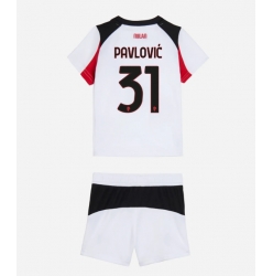 AC Milan Strahinja Pavlovic #31 Bortedraktsett Barn 2025-26 Kortermet (+ Korte bukser)