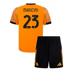 AS Roma Gianluca Mancini #23 Bortedraktsett Barn 2025-26 Kortermet (+ Korte bukser)