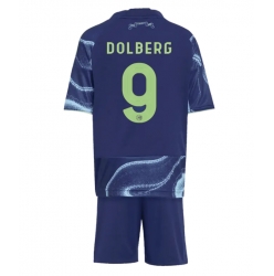 Ajax Kasper Dolberg #9 Bortedraktsett Barn 2025-26 Kortermet (+ Korte bukser)
