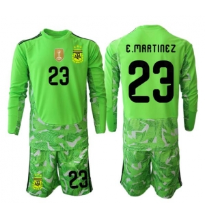 Argentina Emiliano Martinez #23 Keeper Bortedraktsett Barn VM 2026 Langermet (+ Korte bukser)