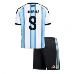 Argentina Julian Alvarez #9 Hjemmedraktsett Barn VM 2026 Kortermet (+ Korte bukser)