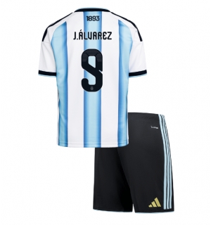 Argentina Julian Alvarez #9 Hjemmedraktsett Barn VM 2026 Kortermet (+ Korte bukser)