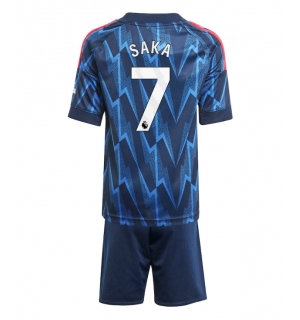 Arsenal Bukayo Saka #7 Bortedraktsett Barn 2025-26 Kortermet (+ Korte bukser)