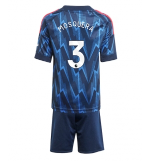 Arsenal Cristhian Mosquera #3 Bortedraktsett Barn 2025-26 Kortermet (+ Korte bukser)