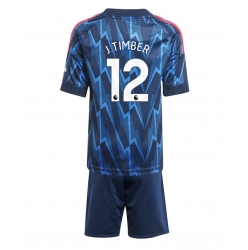 Arsenal Jurrien Timber #12 Bortedraktsett Barn 2025-26 Kortermet (+ Korte bukser)
