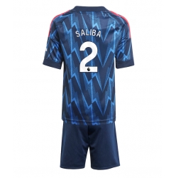 Arsenal William Saliba #2 Bortedraktsett Barn 2025-26 Kortermet (+ Korte bukser)