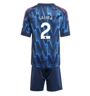 Arsenal William Saliba #2 Bortedraktsett Barn 2025-26 Kortermet (+ Korte bukser)