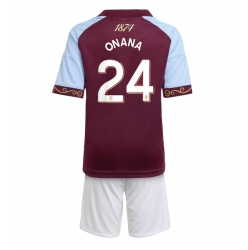 Aston Villa Amadou Onana #24 Hjemmedraktsett Barn 2025-26 Kortermet (+ Korte bukser)