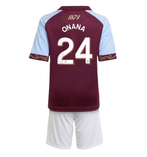 Aston Villa Amadou Onana #24 Hjemmedraktsett Barn 2025-26 Kortermet (+ Korte bukser)