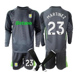 Aston Villa Emiliano Martinez #23 Keeper Hjemmedraktsett Barn 2025-26 Langermet (+ Korte bukser)