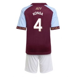 Aston Villa Ezri Konsa #4 Hjemmedraktsett Barn 2025-26 Kortermet (+ Korte bukser)