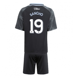 Aston Villa Jadon Sancho #19 Bortedraktsett Barn 2025-26 Kortermet (+ Korte bukser)