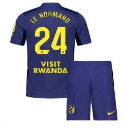 Atletico Madrid Robin Le Normand #24 Bortedraktsett Barn 2025-26 Kortermet (+ Korte bukser)