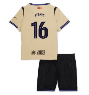 Barcelona Fermin Lopez #16 Bortedraktsett Barn 2025-26 Kortermet (+ Korte bukser)
