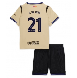 Barcelona Frenkie de Jong #21 Bortedraktsett Barn 2025-26 Kortermet (+ Korte bukser)