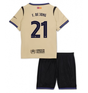 Barcelona Frenkie de Jong #21 Bortedraktsett Barn 2025-26 Kortermet (+ Korte bukser)