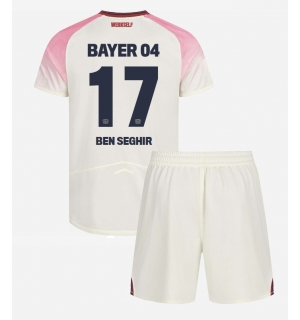 Bayer Leverkusen Eliesse Ben Seghir #17 Bortedraktsett Barn 2025-26 Kortermet (+ Korte bukser)