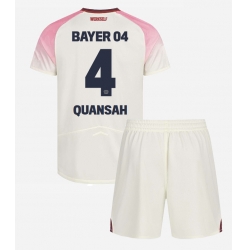 Bayer Leverkusen Jarell Quansah #4 Bortedraktsett Barn 2025-26 Kortermet (+ Korte bukser)