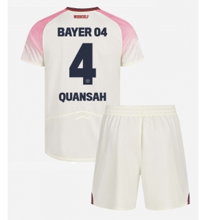 Bayer Leverkusen Jarell Quansah #4 Bortedraktsett Barn 2025-26 Kortermet (+ Korte bukser)
