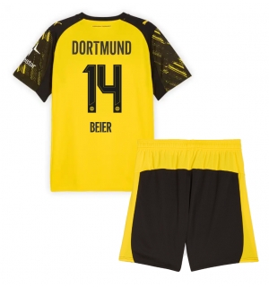 Borussia Dortmund Maximilian Beier #14 Hjemmedraktsett Barn 2025-26 Kortermet (+ Korte bukser)