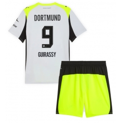 Borussia Dortmund Serhou Guirassy #9 Bortedraktsett Barn 2025-26 Kortermet (+ Korte bukser)