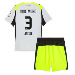 Borussia Dortmund Waldemar Anton #3 Bortedraktsett Barn 2025-26 Kortermet (+ Korte bukser)