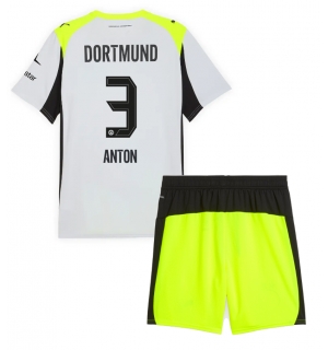 Borussia Dortmund Waldemar Anton #3 Bortedraktsett Barn 2025-26 Kortermet (+ Korte bukser)