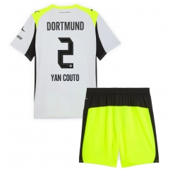 Borussia Dortmund Yan Couto #2 Bortedraktsett Barn 2025-26 Kortermet (+ Korte bukser)