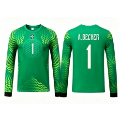 Brasil Alisson Becker #1 Keeper Bortedraktsett Barn VM 2026 Langermet (+ Korte bukser)