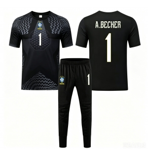 Brasil Alisson Becker #1 Keeper Hjemmedraktsett Barn VM 2026 Kortermet (+ Korte bukser)