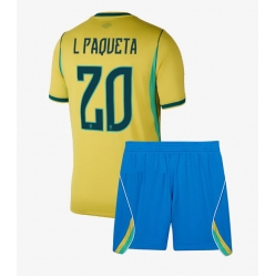 Brasil Lucas Paqueta #20 Hjemmedraktsett Barn VM 2026 Kortermet (+ Korte bukser)