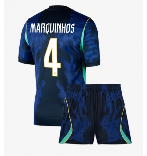 Brasil Marquinhos #4 Bortedraktsett Barn VM 2026 Kortermet (+ Korte bukser)