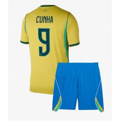 Brasil Matheus Cunha #9 Hjemmedraktsett Barn VM 2026 Kortermet (+ Korte bukser)