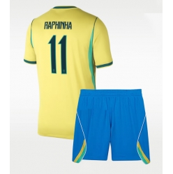 Brasil Raphinha Belloli #11 Hjemmedraktsett Barn VM 2026 Kortermet (+ Korte bukser)