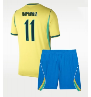 Brasil Raphinha Belloli #11 Hjemmedraktsett Barn VM 2026 Kortermet (+ Korte bukser)