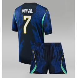 Brasil Vinicius Junior #7 Bortedraktsett Barn VM 2026 Kortermet (+ Korte bukser)