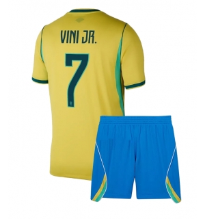 Brasil Vinicius Junior #7 Hjemmedraktsett Barn VM 2026 Kortermet (+ Korte bukser)