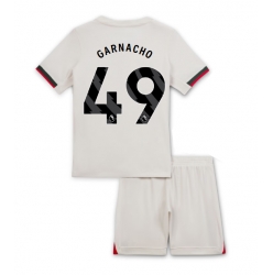 Chelsea Alejandro Garnacho #49 Bortedraktsett Barn 2025-26 Kortermet (+ Korte bukser)