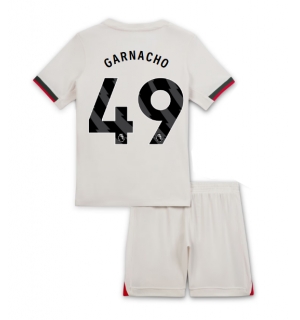 Chelsea Alejandro Garnacho #49 Bortedraktsett Barn 2025-26 Kortermet (+ Korte bukser)