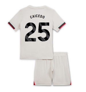 Chelsea Moises Caicedo #25 Bortedraktsett Barn 2025-26 Kortermet (+ Korte bukser)