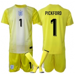 England Jordan Pickford #1 Keeper Bortedraktsett Barn VM 2026 Kortermet (+ Korte bukser)