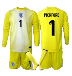 England Jordan Pickford #1 Keeper Bortedraktsett Barn VM 2026 Langermet (+ Korte bukser)