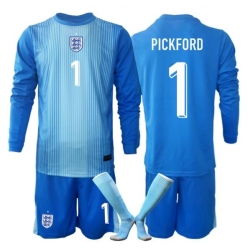 England Jordan Pickford #1 Keeper Hjemmedraktsett Barn VM 2026 Langermet (+ Korte bukser)