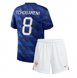 Frankrike Aurelien Tchouameni #8 Hjemmedraktsett Barn VM 2026 Kortermet (+ Korte bukser)