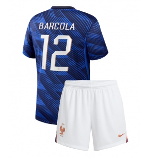 Frankrike Bradley Barcola #12 Hjemmedraktsett Barn VM 2026 Kortermet (+ Korte bukser)