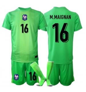 Frankrike Mike Maignan #16 Keeper Bortedraktsett Barn VM 2026 Kortermet (+ Korte bukser)